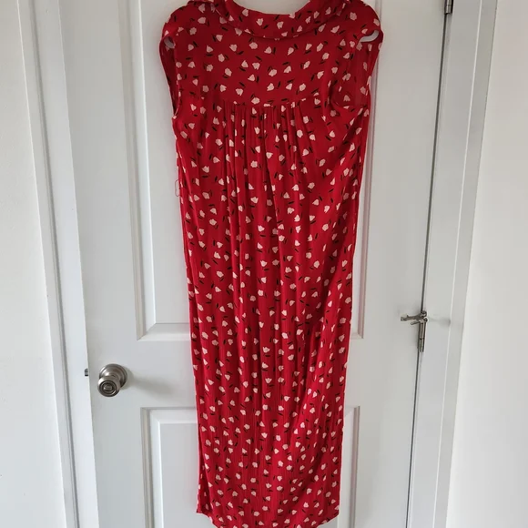Red Floral Print Billabong Sleeveless Maxi Dress Size M. - Picture 9 of 11